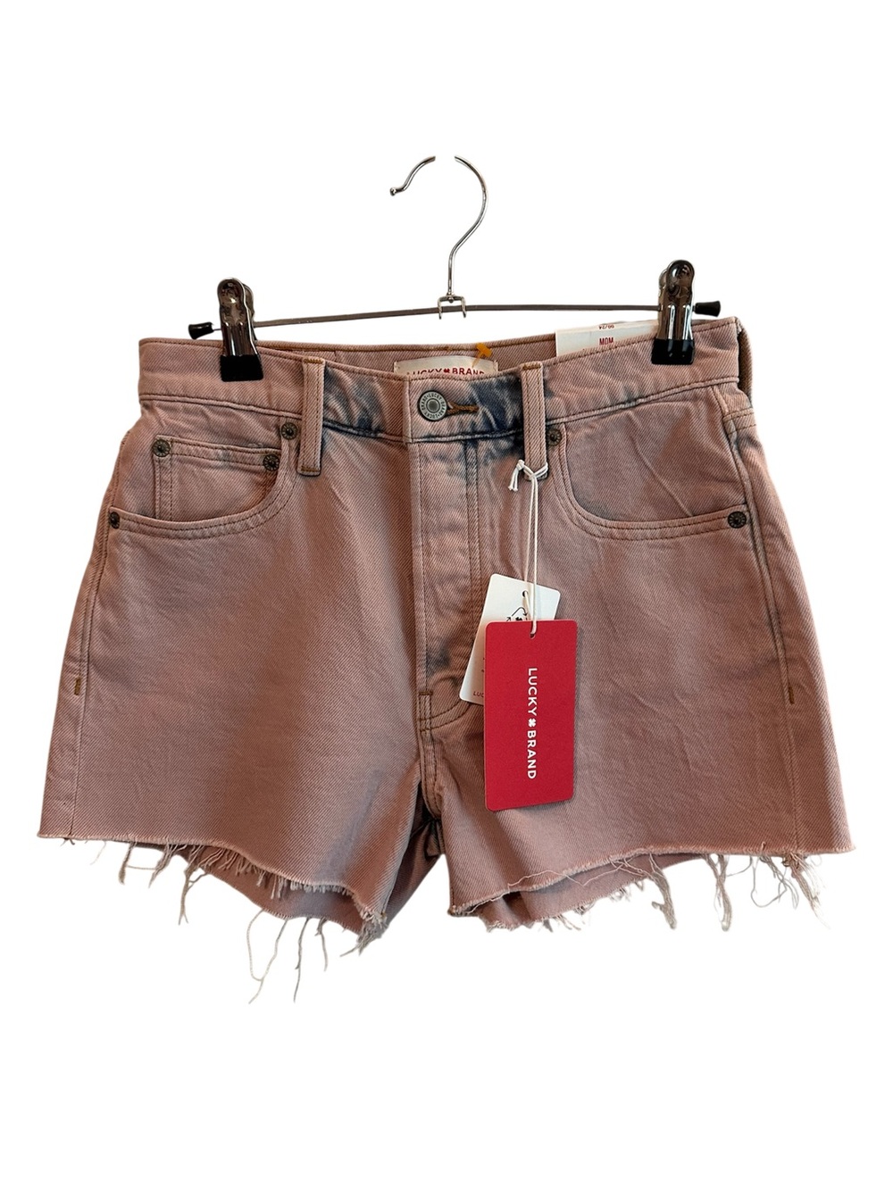 Lucky Brand Dusty Rose Frayed Hem high Rise mom Shorts